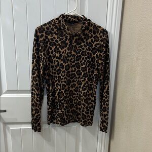 J. Crew Black and Tan Animal Print Top